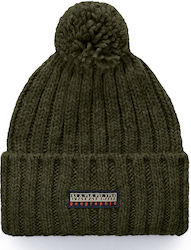 Napapijri Fea 2 Beanie Unisex Mütze aus Strick in Khaki Farbe