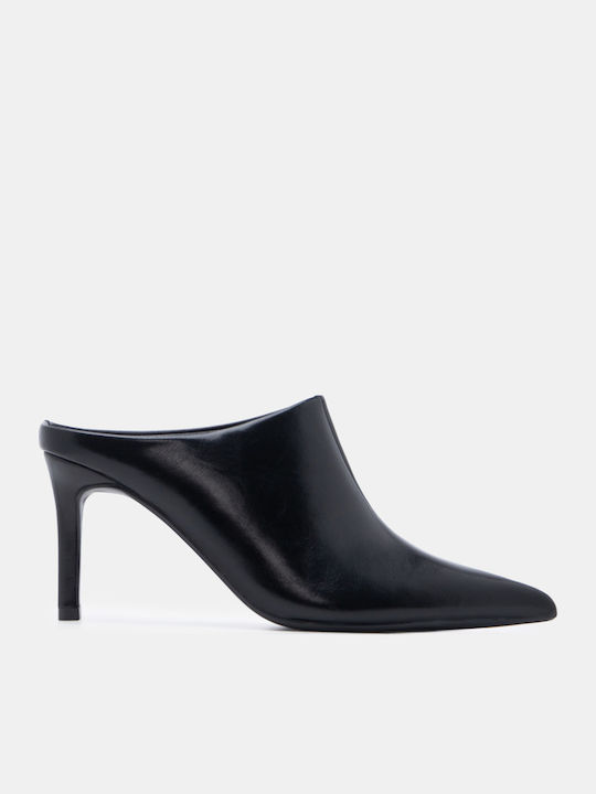 Damen Pantoletten mit Hoch Absatz in Schwarz Farbe