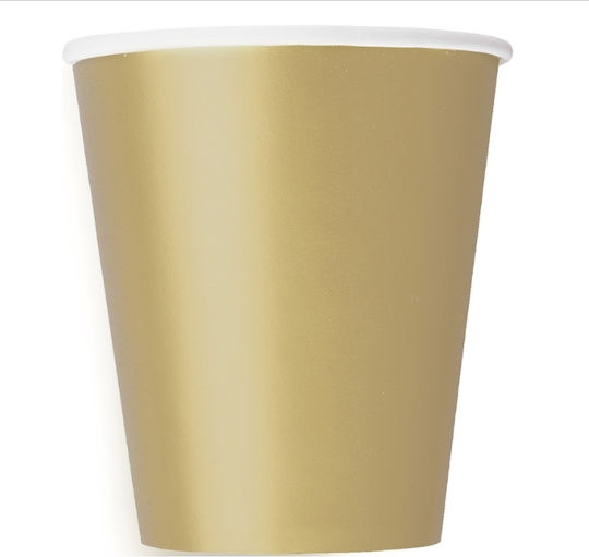 Paper Glasses 266ml Gold 8 Pieces