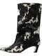 Vanya 01 Leder Damenstiefel mit Mittelhohem Absatz Grau