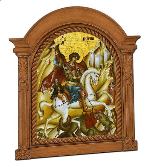 St George Wooden Carved Design Meteora 20 Cm
