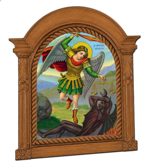 Erzengel Michael Holzgeschnitztes "Meteora" Design 20 cm
