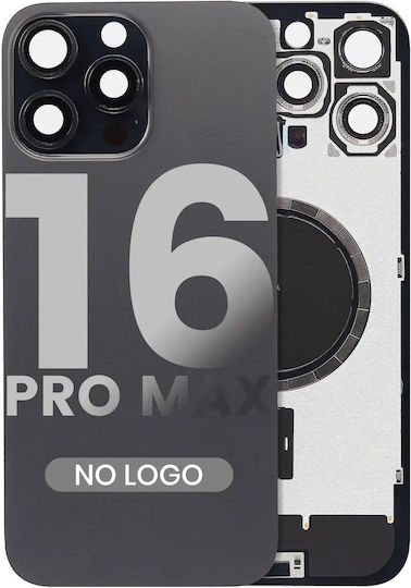 Sticlă Spate Cu MagSafe Magnet Iphone 16 Pro Max Fără Logo Aftermarket Negru Titan