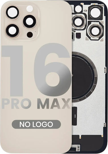 Rückglas W Magsafe Magnet iPhone 16 Pro Max Kein Logo Aftermarket Desert Titanium