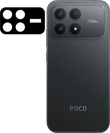 Set 2 Protecții din sticlă securizată pentru lentilele camerei Bizon Glass Lens Compatibile cu Xiaomi Poco F8 Pro Negru