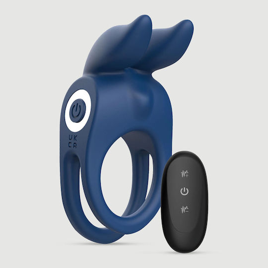 Inele Pentru Penis Cocoș și Testicule Din Silicon Cu Urechi De Iepure și Vibrație Fierce Controlate De La Distanță Albastru