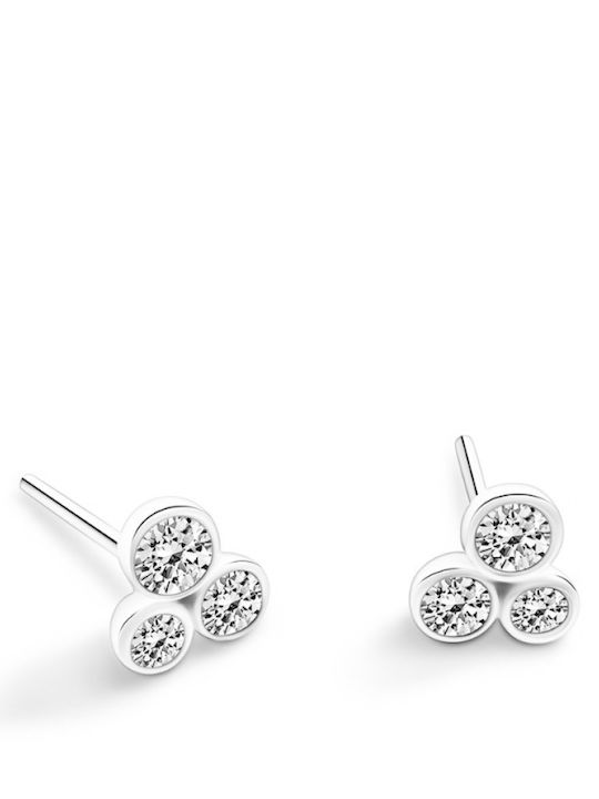 Multi-Stone Earrings 18K White Gold Diamonds 0.26ct Vs1 G Sk4995