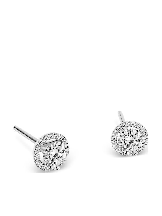 Multi-Stone Earrings Rosettes 18K White Gold Diamonds 0.50ct Vvs2 G Sk4999