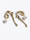 Gold Plated Earrings Bows Cuoro Pearl