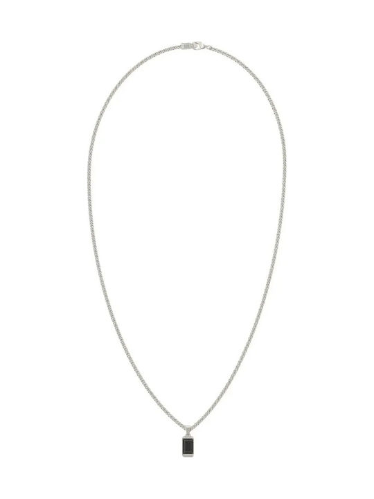 ID Card Necklace Made of Steel Black