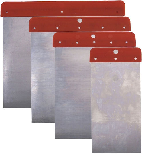 Set 4 Spatule Japoneze Connex Metal Dimensiuni 12x5 Cm 8 Cm 10 Cm 12 Cm Set Profesional Pentru Gletuit Lucrări De Finisare