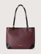 Burgundy / Black Leather Women's Shoulder Bag