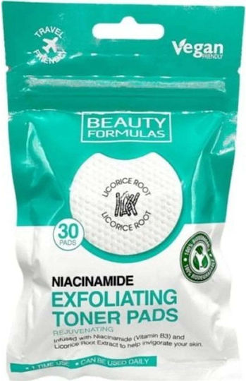 Beauty Formulas Pads Τόνωσης Προσώπου με Νιασιναμίδη 30x30ml