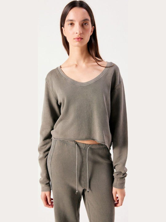 Bepow Women's Blouse Cotton Khaki