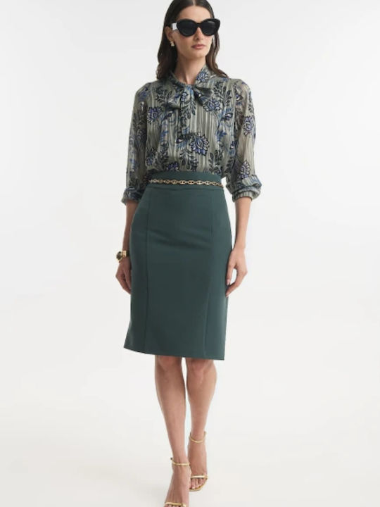 Bluza Damă Mânecă Lungă Floral Khaki