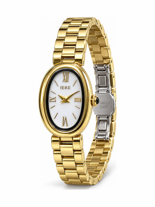 Womens Battery Watch with Gold White Steel Bracelet
