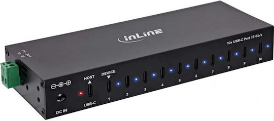 DeLock USB-Hub 10 Anschlüsse USB 3.2 mit Anschluss an einen Computer USB-C