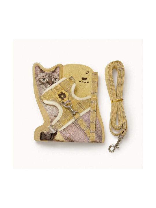 Adjustable Harness Cats Small Dogs Leash Checkered Pattern Yellow