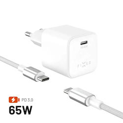 Fixed Încărcător GaN cu Port USB-C și Cablu USB-C - USB-C 65W Power Delivery Alb Fixed Încărcător GaN cu Port USB-C și Cablu USB-C - USB-C 65W Power Delivery Alb
