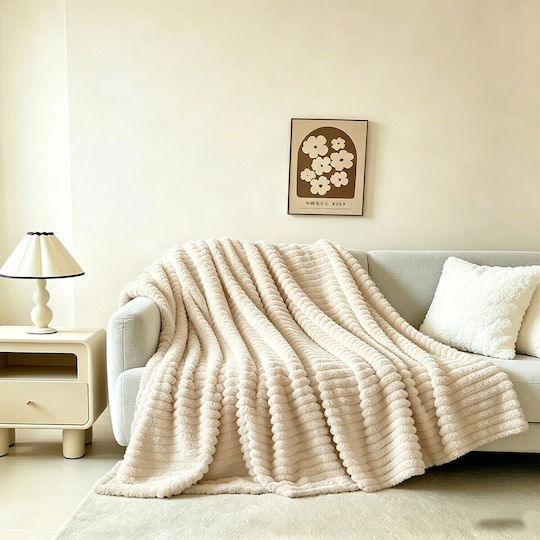 Melinen Persa Furry Blanket for Sofa 100x150cm Ecru