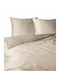 Domoletti Duvet Cover Set 140x200cm Single With Pillowcase Dark Ecru