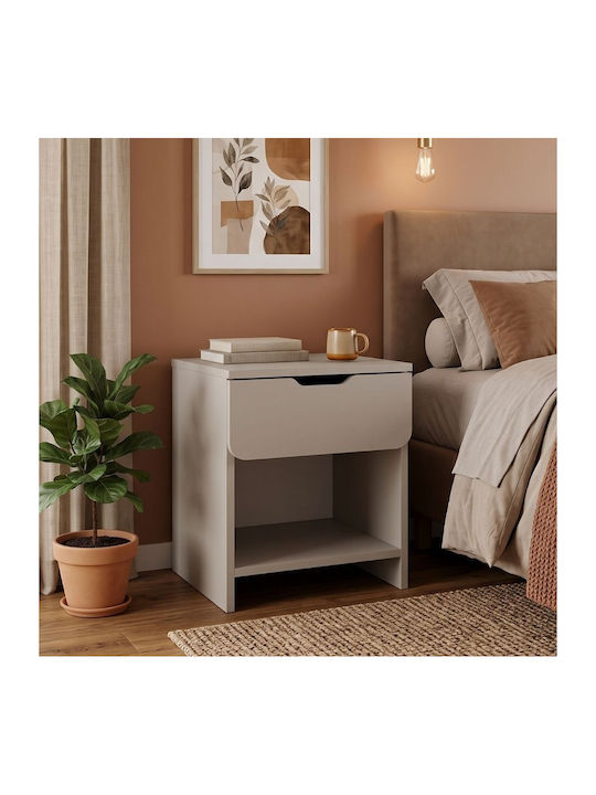 Bedside Table Mida Wooden Beige 45x40x52cm