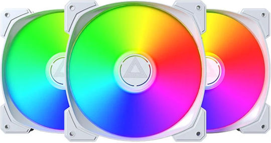Montech HP140 Case Fan (1600rpm / 95.61cfm) με ARGB Φωτισμό 3τμχ Snow White