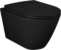 Rak Ceramics Feeling Λεκάνη Κρεμαστή Rimless με Καζανάκι με Slim Κάλυμμα Duroplast Soft Close Μαύρη
