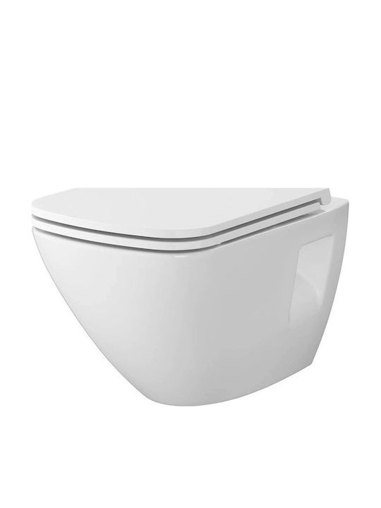 Cersanit Moduo Монтирана на стена тоалетна със Slim капак Duroplast плавно затваряне Бяла