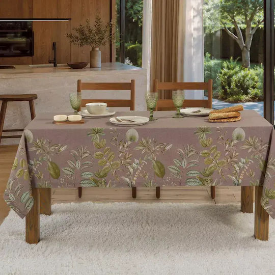 Nef-Nef Homeware Tablecloth Cotton Flora Brown 140x180cm