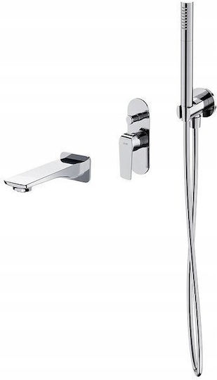 Cersanit Built-in Mixer Mouthpiece Telephone & Shower Head Set For Silver Bathtub