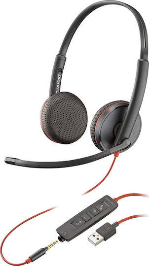 Poly Blackwire 3225 On Ear Căști multimedia cu microfon și conexiune Jack de 3,5 mm / USB-A