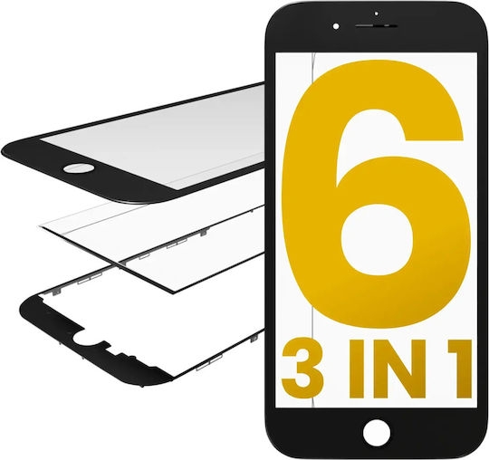 3 In 1 Front Glass + Frame + Oca Pre-installed Iphone 6 Premium Black 2 Pack