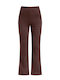 Pantaloni Dama Cu Pantaloni Evazati Elastic Slim Fit Maro