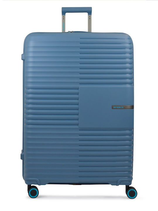 Bg Berlin Linea Large Hard Blue Travel Suitcase with 4 Wheels Height 75.5cm