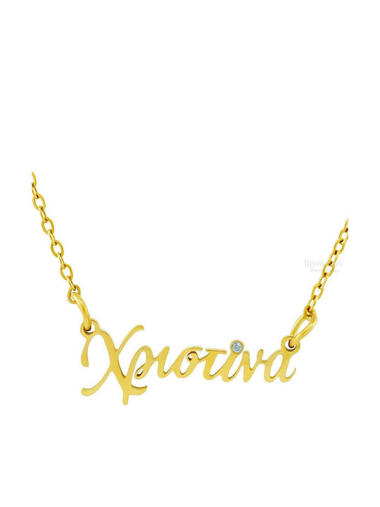 Bijou Box Necklace Name Gold Plated Steel With Zircon