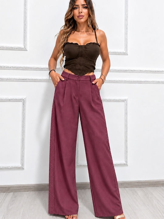 Pantaloni Dama Din Țesătură În Croială Lejeră M...