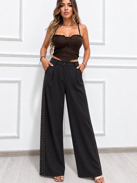 Pantaloni Dama Din Țesătură În Fit Lejer Negru