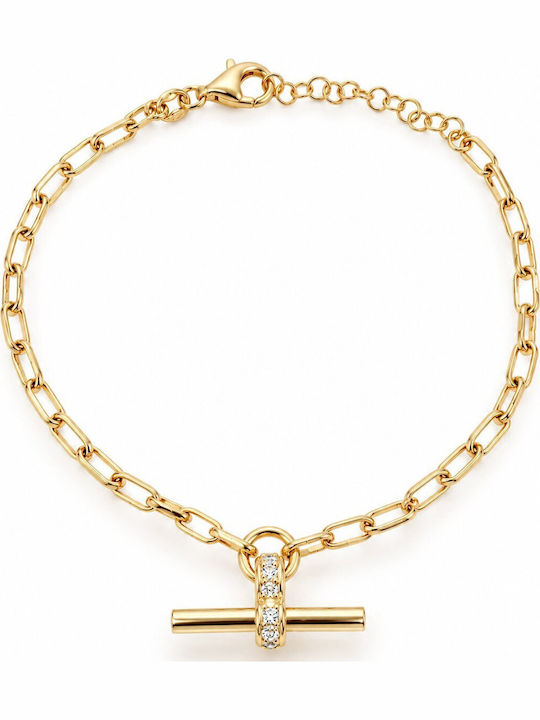 Mentzos Damentrauring Armband Kette aus Silber Vergoldet mit Zirkon
