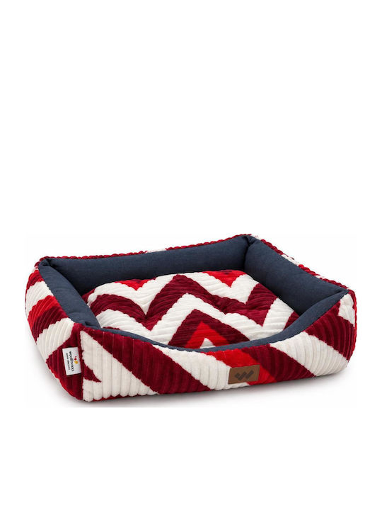 Woofmoda Zig-zag Καναπές Κρεβάτι Σκύλου Κόκκινος 70x60εκ.