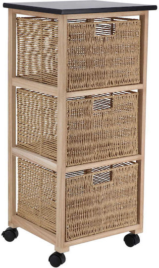 Eurocasa Подова Етажерка За Баня Дървена С 3 Рафта 38x33.5x82cm Бежова