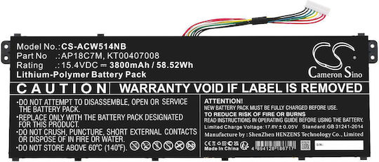 Батерия за лаптоп Acer Conceptd 3 Cn316-73g-729b Swift 3 Sf313-52-507z Travelmate Spin P4 Ap18c7m Lipo 15.4v 3800 Mah Cameron Sino
