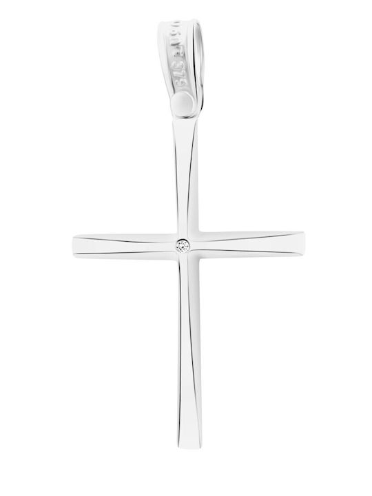 Triantos Crucifix Din Aur Alb 9 Carate Fără Lanț