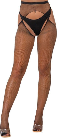 Διχτυωτές Ζαρτιέρες Κάλτσες Lace Fishnet Crotchless Μαύρες