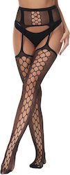Ciorapi Jartiere Plasați Lace Suspender Tights Negri