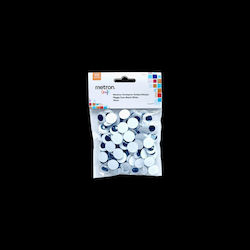 Metron Craft Ματακια Κινουμενα Blister 100 Τεμαχια 15mm Ασπρο Μαυρο 12 Τεμαχια