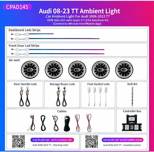 Атмосферен Фотосвет Audi Tt 2008-2023 Oem Ambient Light Kit