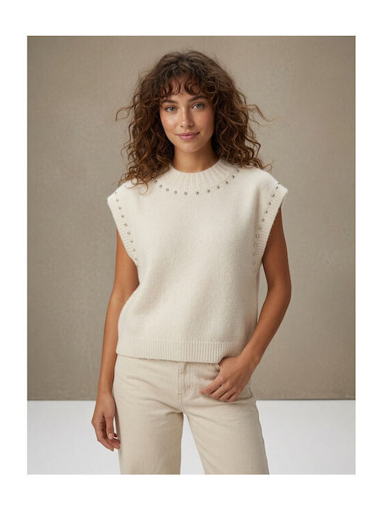 Women's Sleeveless Beige Sweater Y26626-Beige