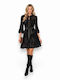 Summer Mini Dress with Ruffles Black