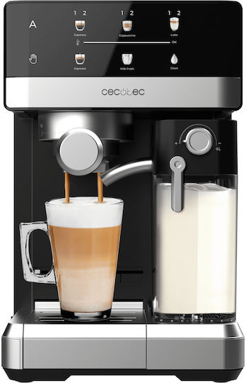 Cecotec Power Espresso 20 Touch & Cream Μηχανή Espresso 1350W Πίεσης 20bar για Cappuccino Μαύρη 120163